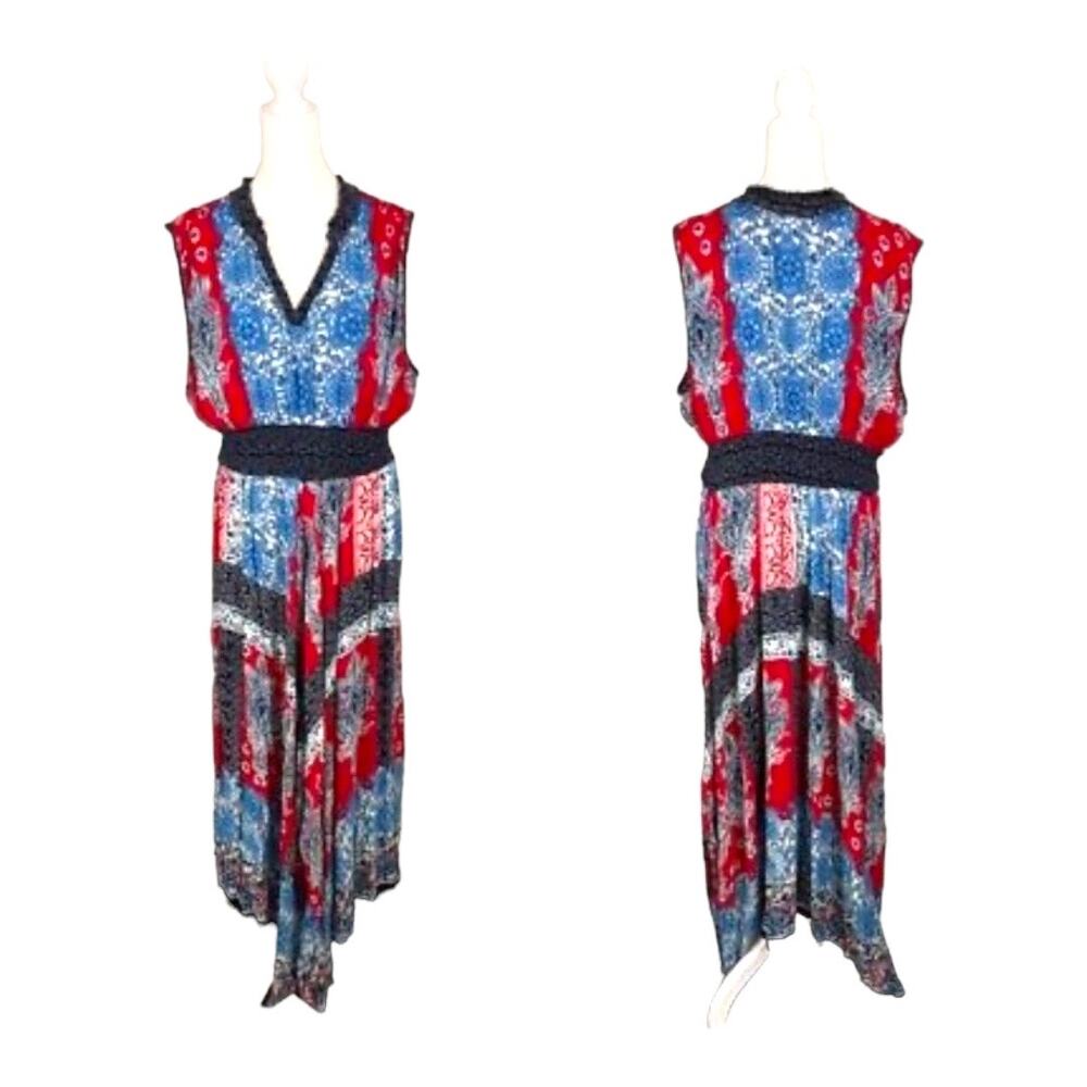 Bila‎ Maxi Dress Boho Red White & Blue Size XXL